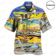 Airplane Take Off From Airport Awesome Hawaiian Shirt