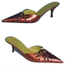 Donald Pliner Copper Antique Metallic Couture Leather Mule Shoe NWT New 245