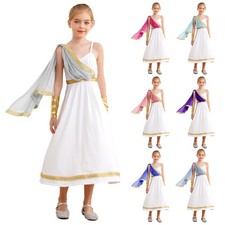 Kids Girls Ancient Greek Roman Toga Costume Princess Dress Party Outfits Robe