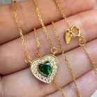 925 Sterling Silver Necklace 5mm Heart Emerald Gemstone Zircon Pendant Women — photo 10