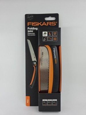 Fiskars Plus Klapp-Säge, Für dicke Stämme & Äste, 3 Schneidpositionen, Scharf