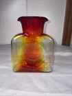 Blenko 2009 Art Glass Tangerine Orange Double Spout Water Pitcher Vase