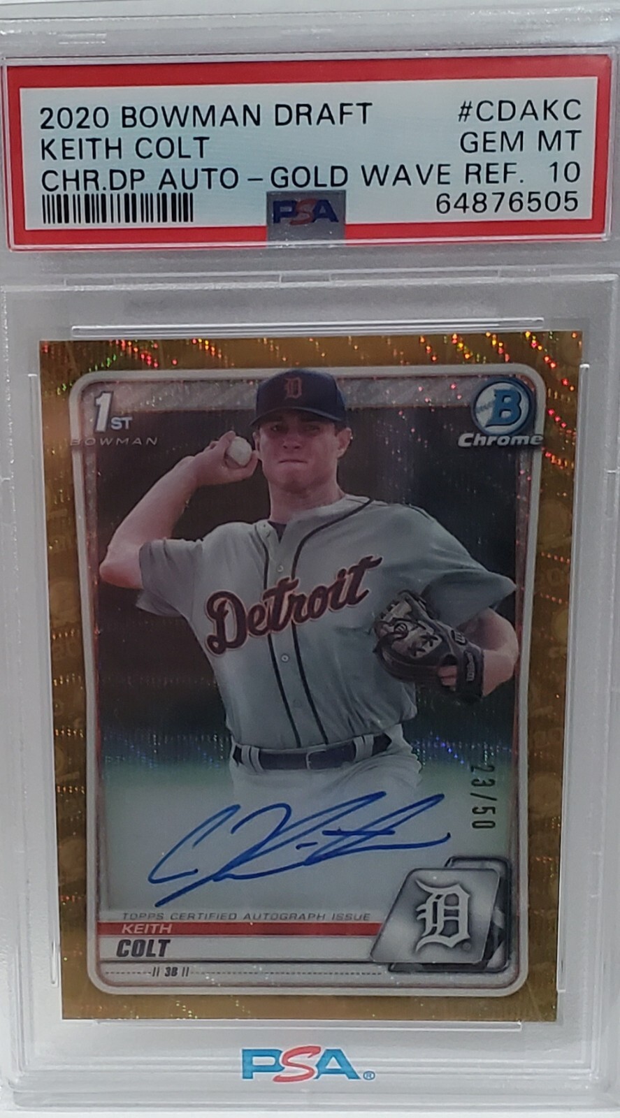PSA 10 Colt Keith 2020 1st Bowman  AUTO GOLD  50 Detroit Tigers
