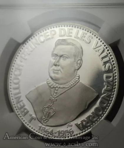 Andorra 50 Diners 1963 PR67 CAM NGC silver X#8 Bishop Benlloch Urgel 3,350k