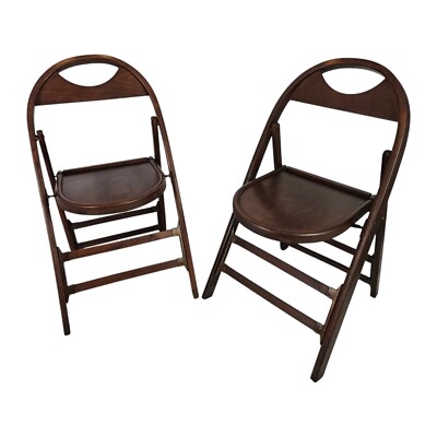 Vintage Set Bentwood Walnut Folding Chairs Game Table Art