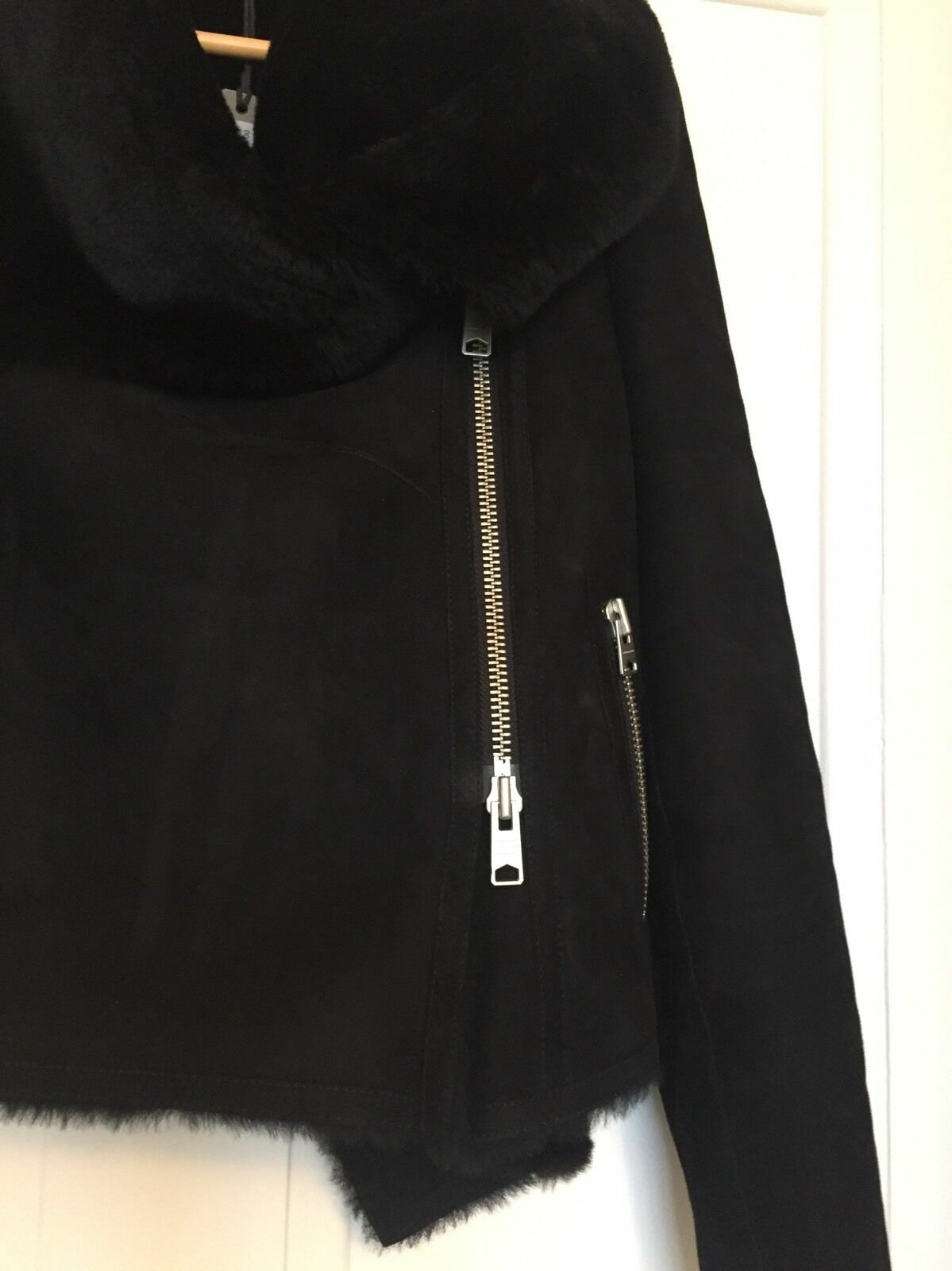 AllSaints women's Sheepskin Winter Biker Jacket Size 4/6 UK RRP £698 image 5