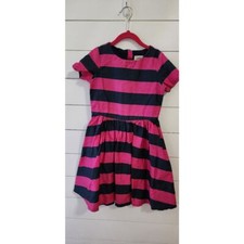 Lands' End Girls Size 7 Pink and Navy Striped Dress