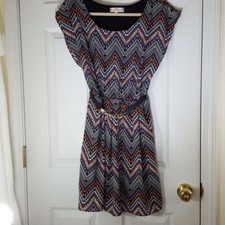 ALMOST FAMOUS Lined Aztec Patterned Dress Festival Edgy Boho, size Medium