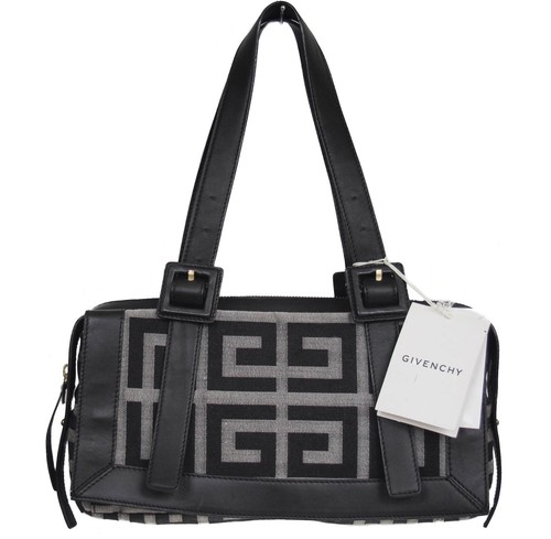 GIVENCHY  Logo Canvas Leather Handbag 