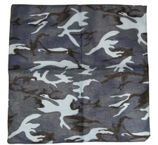 Wholesale Lot 12 (1 Dozen 22"x22" Woodland Camo Camouflage  Blue Black Bandana 