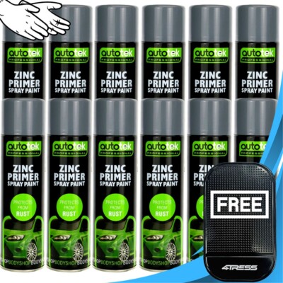12x AUOTEK ZINK PRIMER 500ml Professionelle Aerosol Sprühfarbe schnell trocknend + GL + M 