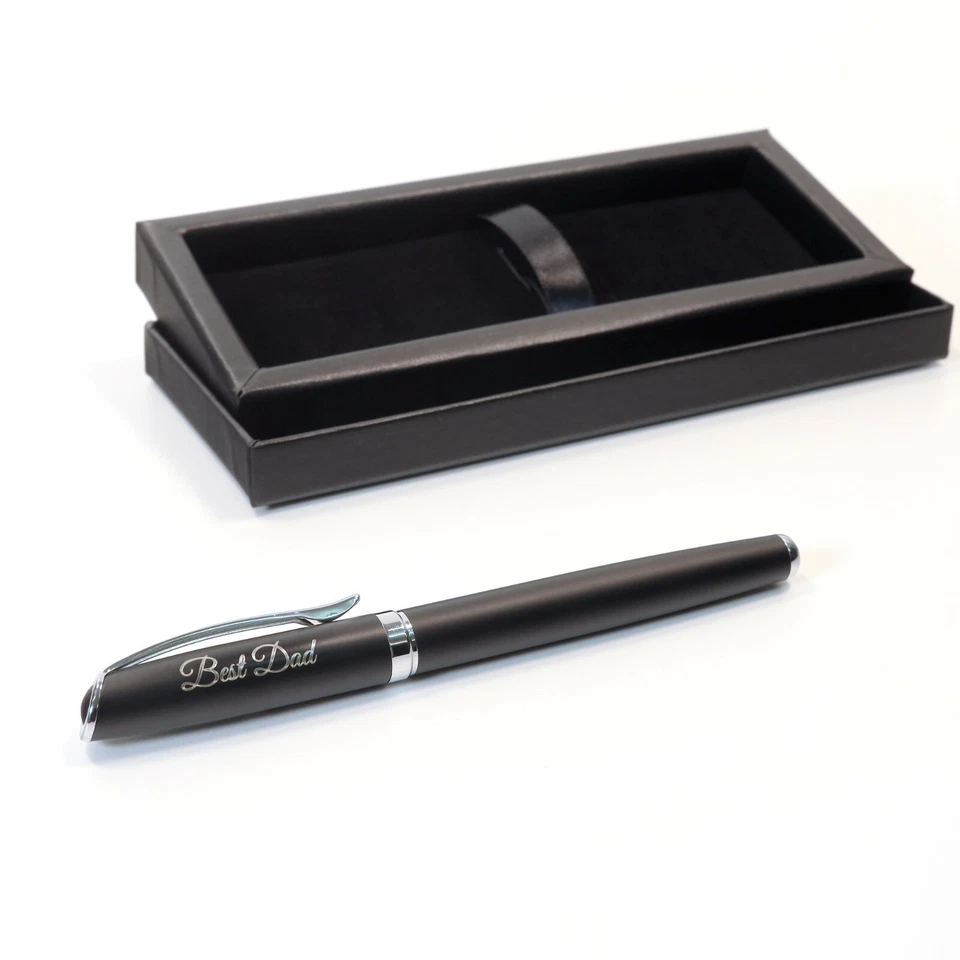 Personalised Custom Satin Black Fountain Pen + Gift Box | Design Unique Present