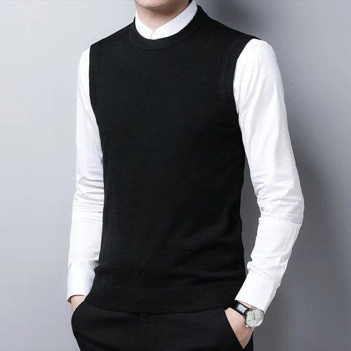 Suéter Chaleco Para Hombres Cuello Redondo Otoño Tejido Camisetas sin Mangas Pullover - Imagen 22 de 42