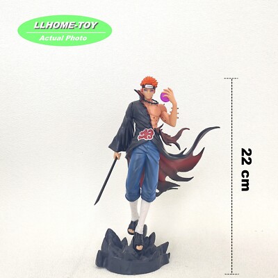 Anime ninja Akatsuki Pain Stand Hold Ball And Stick Figure Statue Toy Gift