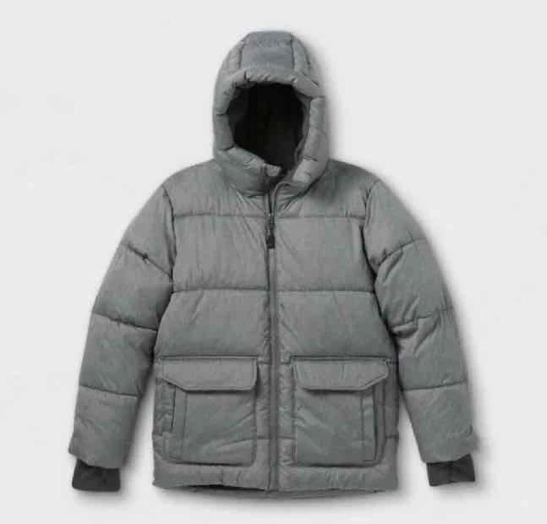 All in Motion Boys Gray Puffer Jacket Winter Coat Hooded Size Large 12-14