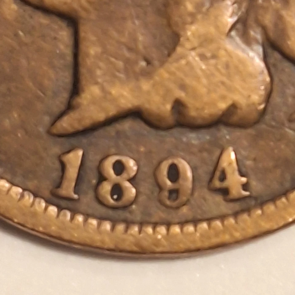 1894 Indain Penny , Double Dated. The Nine Is Over The Eight. - Image 3 of 3