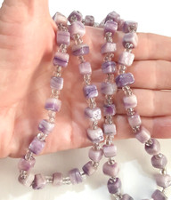 Purple Agate Rock Crystal Bead Necklace 8mm 25
