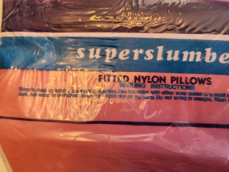 Pr  1960s PINK Fitted Nylon ruffled pillowcase new pkg NOS Superslumber Case NWT