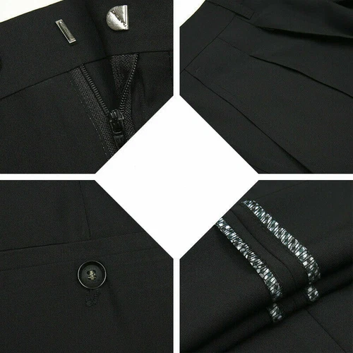 Men Formal Dress Pants Business Suit Straight Leg Trousers Pleated Front Solid - Picture 7 of 28