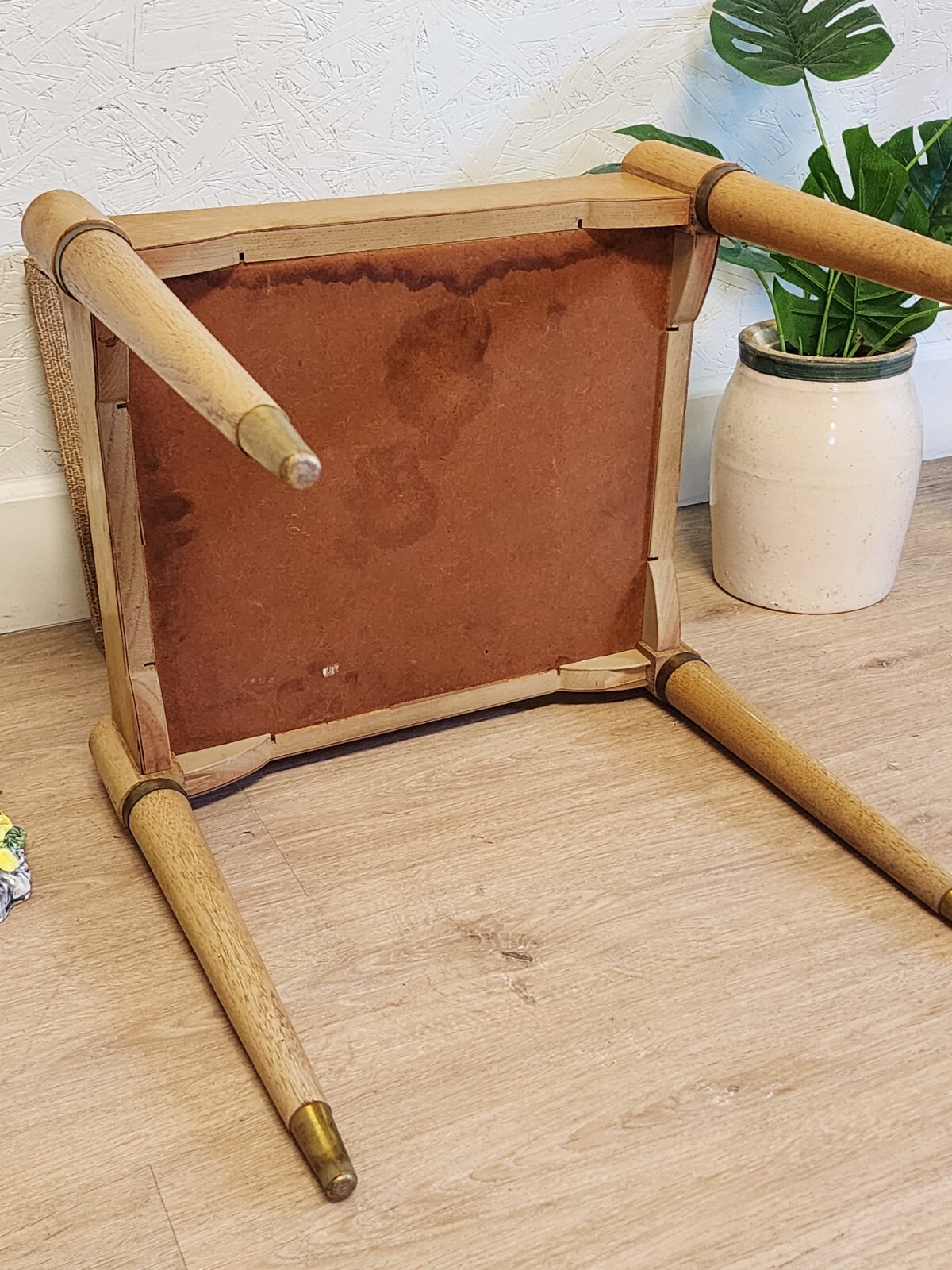 VTG SINGER Danish Modern Stool Storage Bench-1960's  Taper Leg Storage Ottoman