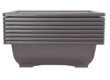 8 Rectangular Plastic Bonsai / Cactus & Succulent Pot 10"x 7.5"x 3"  Dark Brown 