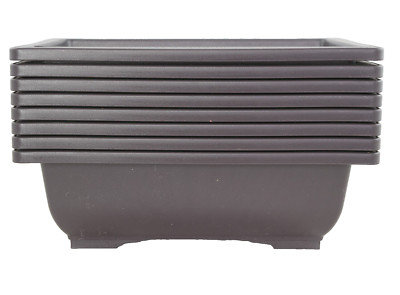8 Rectangular Plastic Bonsai / Cactus & Succulent Pot 10''x 7.5''x 3''  Dark Brown 