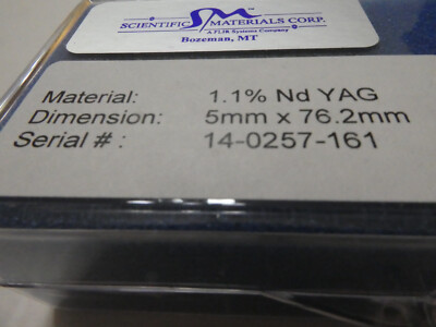 Laser, NST ND:YAG Laser Chamber With Nd:YAG Laser Rod, 5 mm x 76.2 mm by SMI