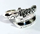 JAPANESE SAMURAI SWORD 925 STERLING SILVER RING NEW MENS BAND DESIGNER NEW BIKER
