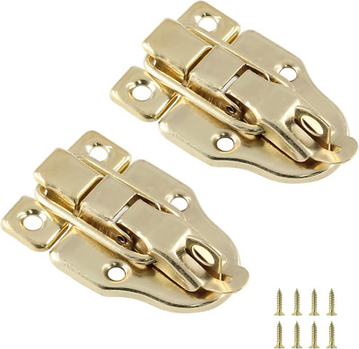 2Pcs Retro Gold Style Duckbilled Hasp Clasp Latch Lock Box Toggle Latch with Pad
