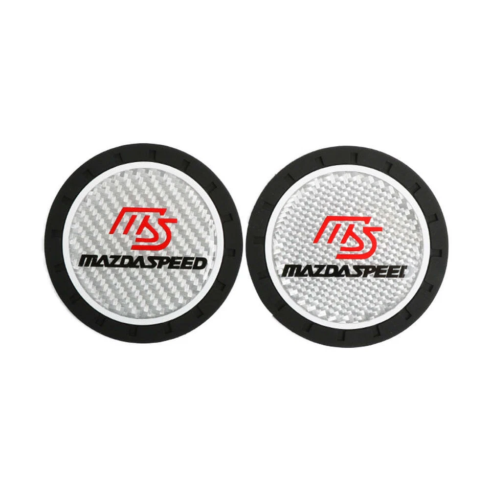 Totalmente Nuevo 2 PIEZAS MAZDASPEED Fibra de Carbono Real Coche Portavasos Almohadilla Ranura para Taza de Agua Foto 3 de 4