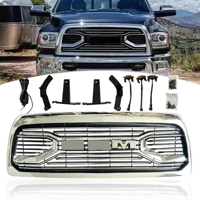 For 2013-2018 2500 3500 Ram Front Grille Chrome Big Horn Style w/LEDs & Acces