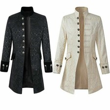 Men Costume Uniform Victorian Frock Coat Gothic Steampunk Long Vintage Tailcoat