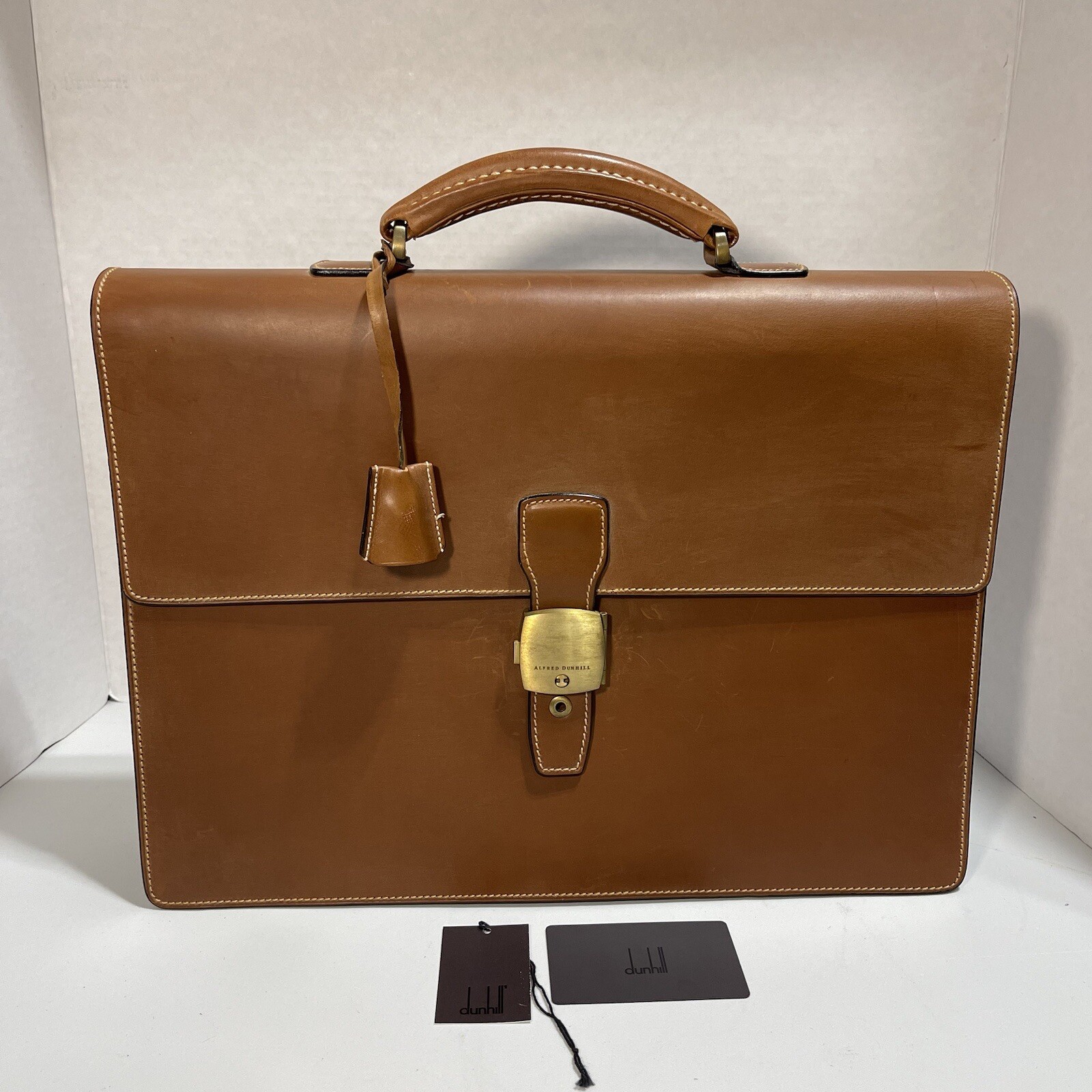 Dunhill Of London Cowhide Bridle Leather Briefcase F16060T Used With Tags eBay