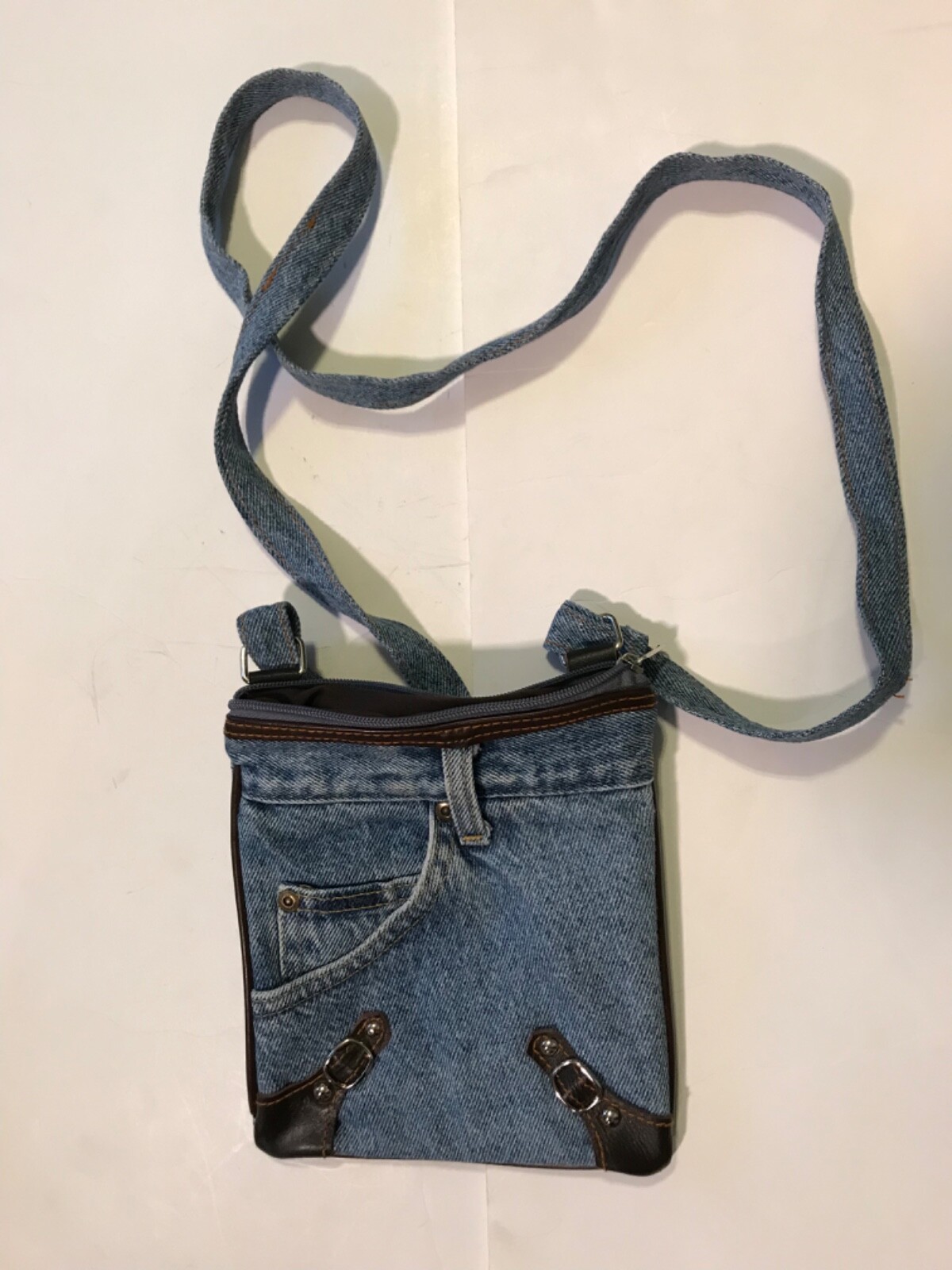 Hand & Heart Walnut Denim Shoulder Bag Inner Pocket No Accessories 8 X 7 In.!!!