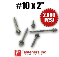 (2,000) INTERCORP PGA1032 #10 X 2"  Pole Gripper Roofing Screws W/ Rubber Washer