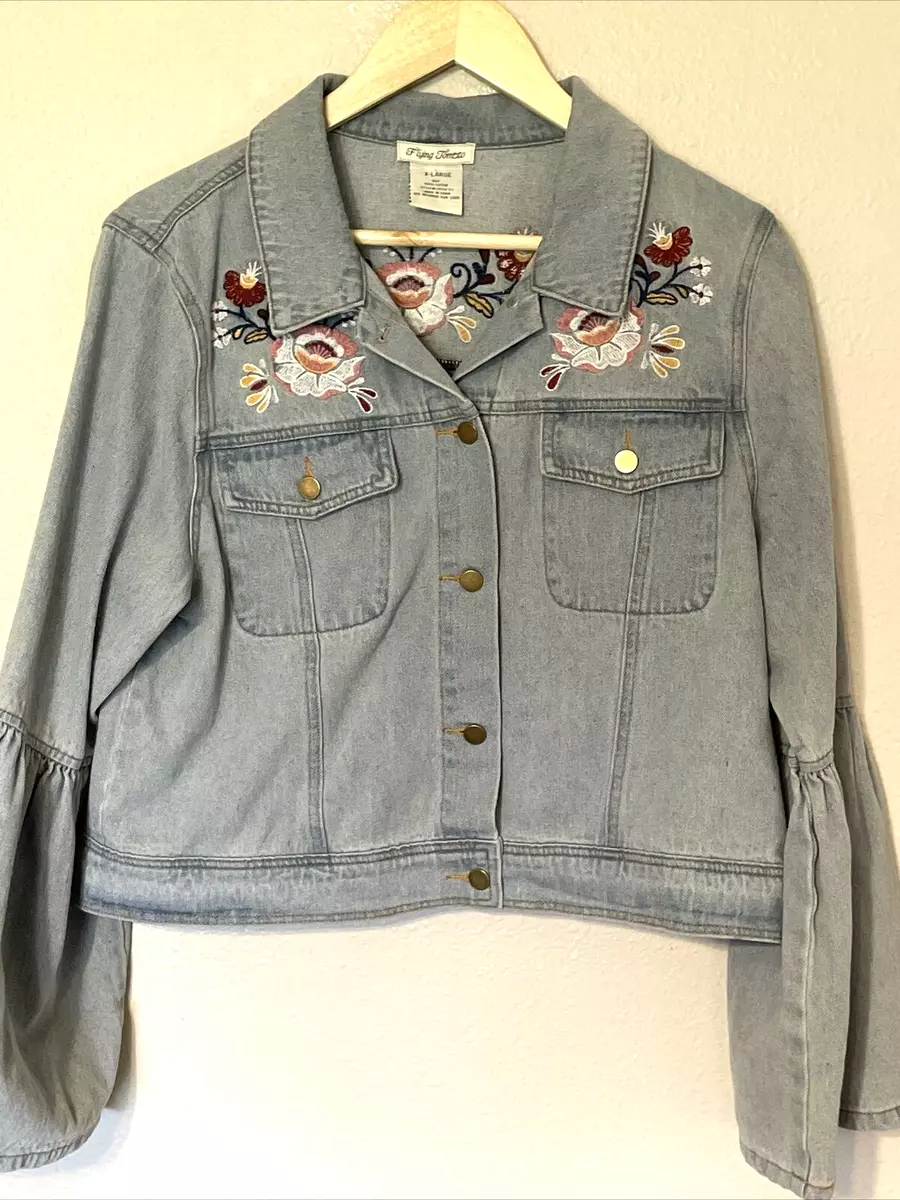 Denim jacket with deals roses on sleeves
