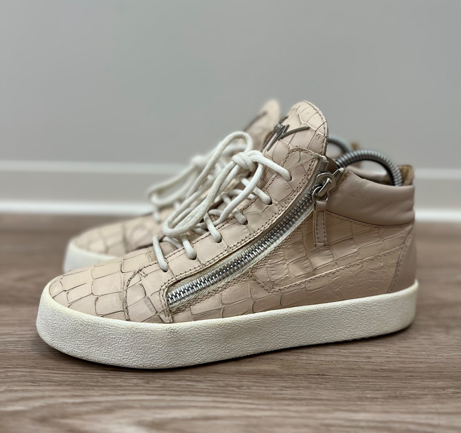 Giuseppe Zanotti Leather Python High Top Sneakers - image 8
