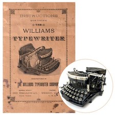 Williams No.1 Typewriter Instruction Manual User Repro Antique Curved Vtg thumbnail