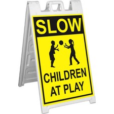 SLOW CHILDREN AT PLAY Signicade A-Frame Sign Sidewalk Pavement Banner Sign yb
