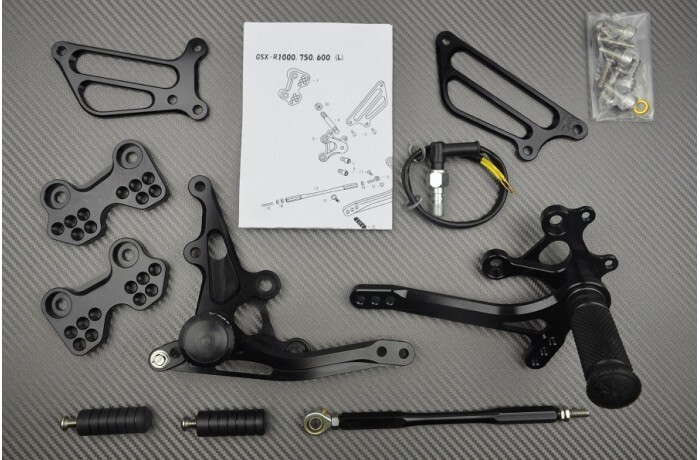 Commandes reculées noires SUZUKI GSXR 1000 2001-2002 spéciales journées piste