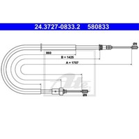 ATE Handbremsseil Bremsseil Hinten Passend FüR Peugeot 206 CC 2D 2A/C