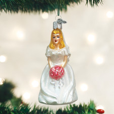 OLD WORLD CHRISTMAS BLONDE BRIDE WEDDING GLASS CHRISTMAS ORNAMENT 10227