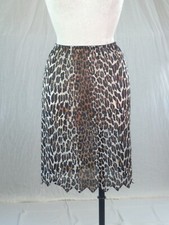 VANITY FAIR vintage 60s LEOPARD print nylon HALF SLIP jagged hem S