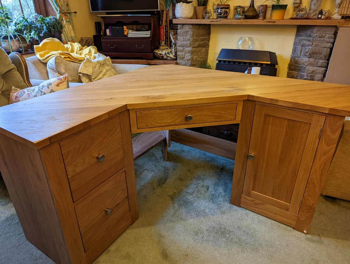 Oak corner computer deals desk