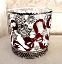Bath & Body Works Bows Snowflakes Candle Holder Christmas NEW OCT