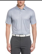 PGA TOUR Mens Polo Golf Shirt Tradewinds Grey Grid Print Medium 62 NWT