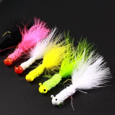 25PCS Fishing Crappie Jig Heads Marabou Feather Jig Head Hooks Fishing Lures