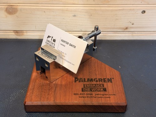 Vintage Palmgren Vise Advertising Display 100th Anniversary Chrome Card Holder