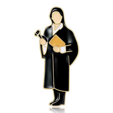 Luxury Judge Lawyer Brooch Pin Gold Tone Enamel Legal Justice Court Gift Jewelry