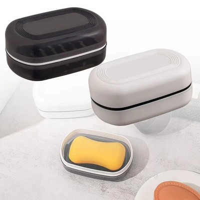1x With Lid Travel Reusable Soap Box Dish Holder Bathroom Container Soap Case